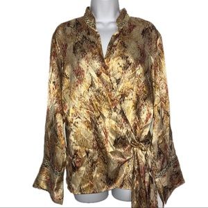 Lane Bryant Satin Mandarin Collar Wrap Top 18 20